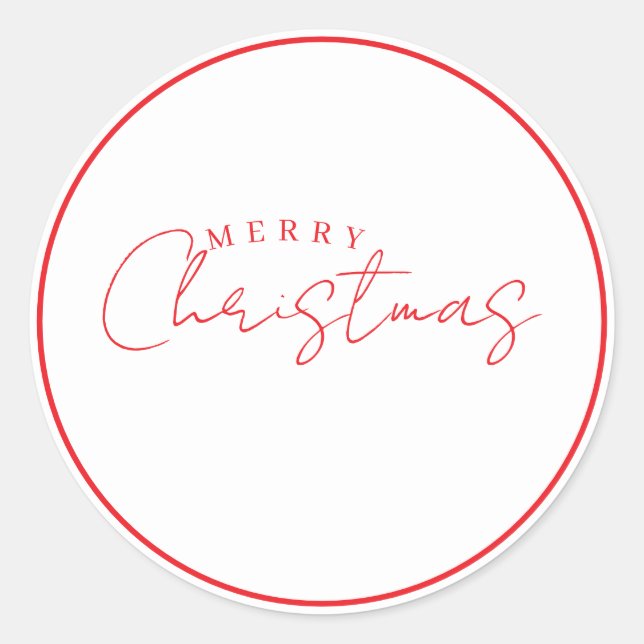 Pegatina Redonda Simple Merry Christmas Typography Design (Anverso)