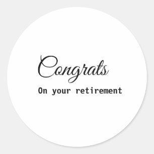 Pegatina Redonda Simple mínima felicitación retiro añadir nombre