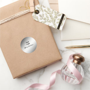 Pegatina Redonda SIMPLE MÍNIMA FELIZ Tarjeta de Navidad Clásica Ron