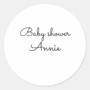 Pegatina Redonda simple minimal agrega tu nombre texto baby shower 