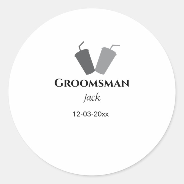 Pegatina Redonda SIMPLE MINIMAL añada tu nombre personalizado groom (Anverso)