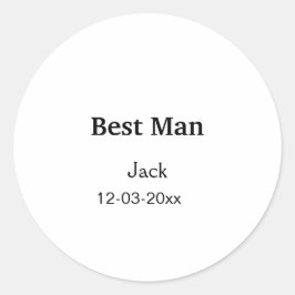 Pegatina Redonda SIMPLE MINIMAL añade tu nombre mejor hombre padrin
