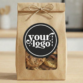 Pegatina Redonda Simple Minimal Elegant Custom Logo Company Black