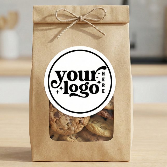 Pegatina Redonda Simple Minimal Elegant Custom Logo Company Modern (Simple Minimal Elegant Custom Logo Company Modern Classic Round Sticker)