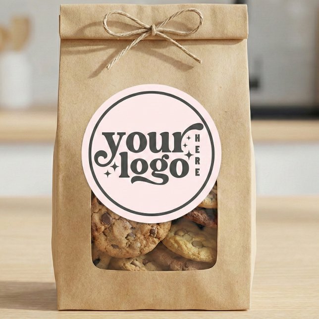 Pegatina Redonda Simple Minimal Elegant Custom Logo Company Pink (Simple Minimal Elegant Custom Logo Company Pink Classic Round Sticker)