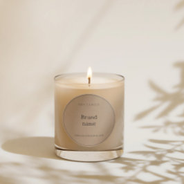 Pegatina Redonda Simple Minimalista Caja de Cartón Kraft para Velas