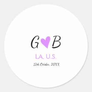 Pegatina Redonda SIMPLE MÍNIMO añade el nombre de tu pareja nombre 