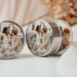 Pegatina Redonda Simple Modern Boho | Foto Boda