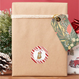 Pegatina Redonda Simple modern merry christmas kitten CatMAS patter