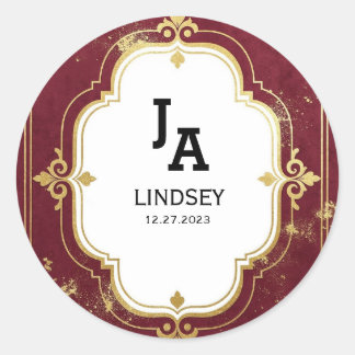 Pegatina Redonda Simple Modern Minimalist Wedding Classic Round