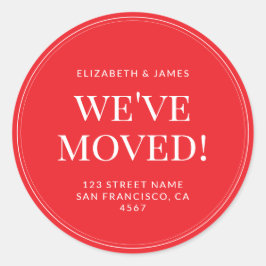 Pegatina Redonda Simple Modern Typography We've Moved