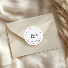 Pegatina Redonda Simple Monogram Wedding