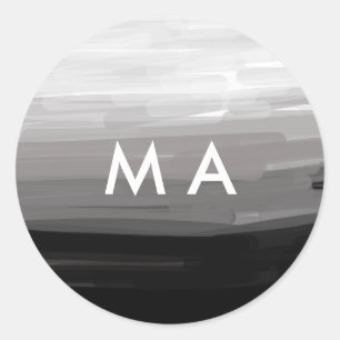 Pegatina Redonda Simple monograma agrega tu nombre letra hombre min