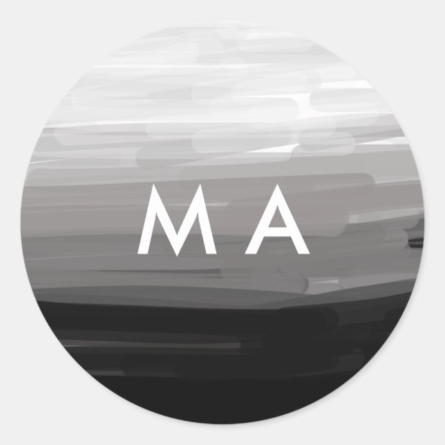 Pegatina Redonda Simple monograma agregar su nombre letra hombre mi (Anverso)