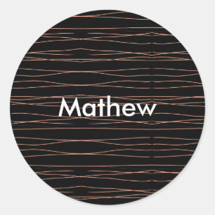 Pegatina Redonda Simple monograma agregar su nombre letra hombre mi