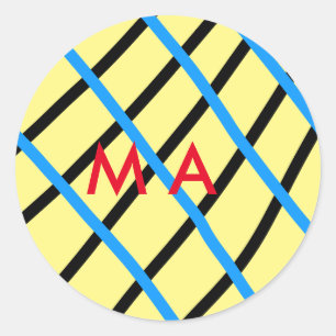 Pegatina Redonda Simple monograma agregar su nombre letra hombre mi