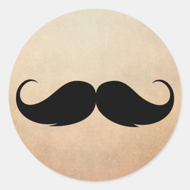 Pegatina Redonda Simple Mustache Baby Shower Favors (Anverso)