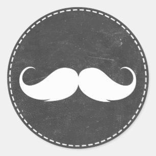 Pegatina Redonda Simple Mustache Chalkboard Baby Shower Favores