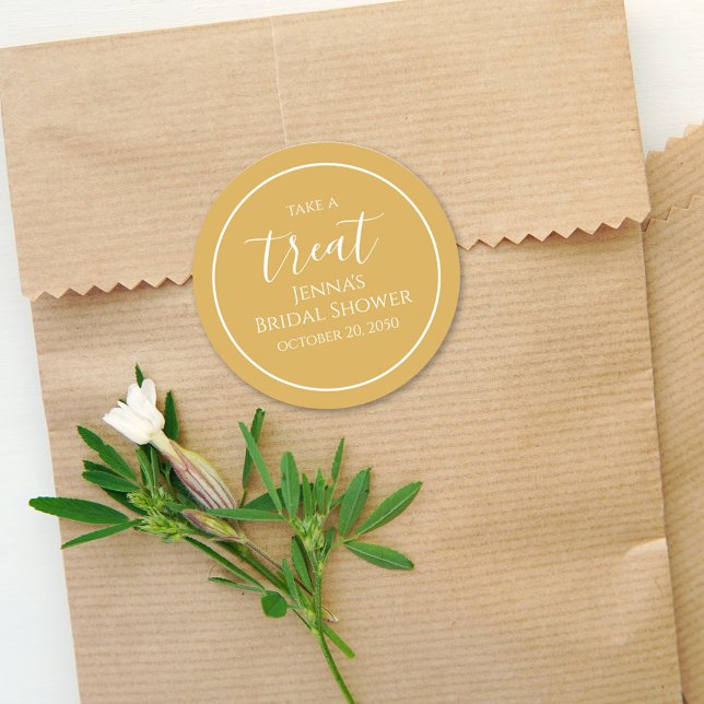 Pegatina Redonda Simple Naranja Bridal Shower Calligraphy (Subido por el creador)