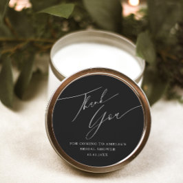 Pegatina Redonda Simple negro y blanco gracias ducha de novia