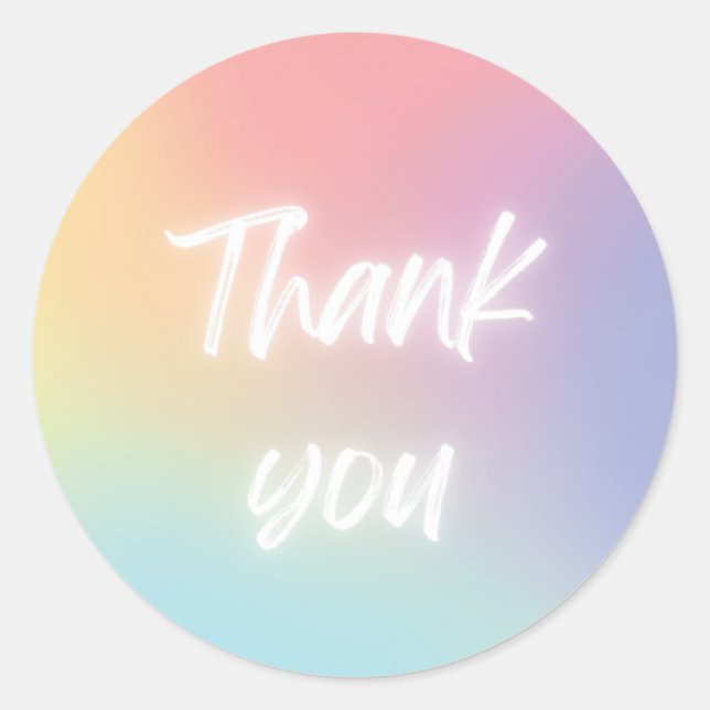 Pegatina Redonda Simple Neon 'Gracias Pegatina' (Anverso)