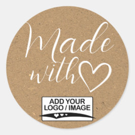 Pegatina Redonda Simple Papel De Kraft Minimalista Hecho Con El Log