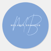 Simple Pastel Azul Minimalista Dos Monograma