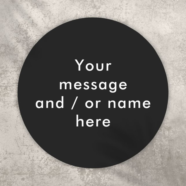 Pegatina Redonda Simple Personalizado Negro y Blanco (Simple Personalized Black and White Classic Round Sticker)