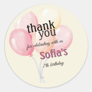 Pegatina Redonda Simple personalized birthday sticker | Balloon