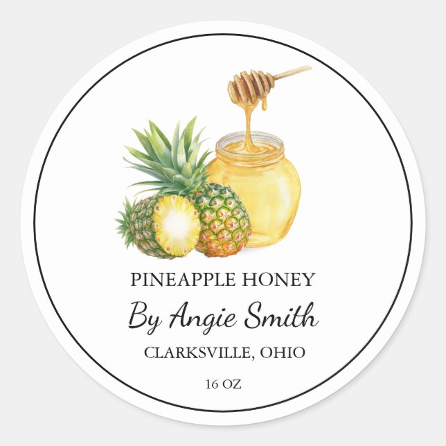Pegatina Redonda Simple Pineapple Infused Honey Label (Anverso)