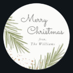 Pegatina Redonda Simple Pines Christmas Sticker<br><div class="desc">Simple Pines,  Pegatina De Navidad Redonda. ¡Personalizable. Parte de una colección</div>