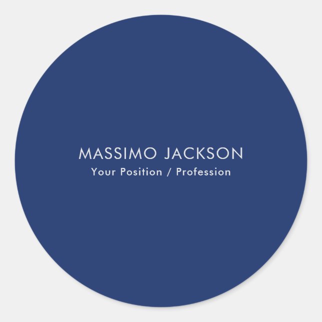 Pegatina Redonda Simple Plain Minimalist Elegant Modern Blue (Anverso)