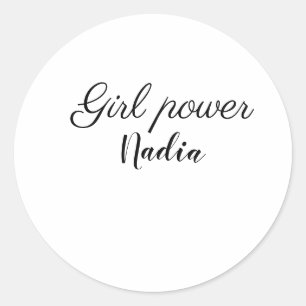 Pegatina Redonda simple poder de chica minimalista agregar nombre t