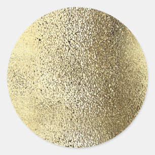 Pegatina Redonda Simple Relieve metalizado dorado falso.