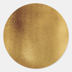 Pegatina Redonda Simple Relieve metalizado dorado falso.