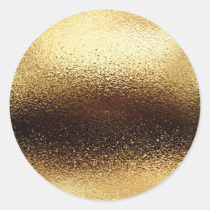 Pegatina Redonda Simple Relieve metalizado dorado falso.