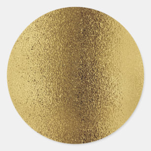 Pegatina Redonda Simple Relieve metalizado dorado falso.