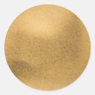 Pegatina Redonda Simple Relieve metalizado dorado falso.