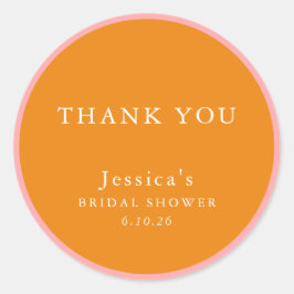 Pegatina Redonda Simple Rosa Naranja Personalizado Agradecimiento D