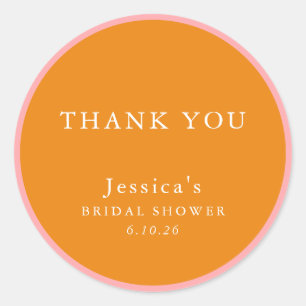 Pegatina Redonda Simple rosa naranja personalizado agradecimiento d
