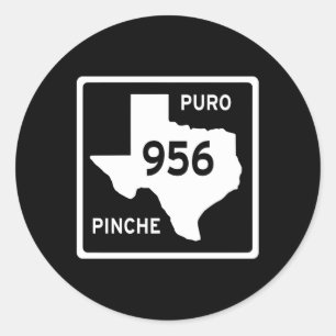 Pegatina Redonda Simple Rótulo vial Puro Che 956 Texas