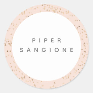 Pegatina Redonda Simple Rubor Pink and Gold Professional Peach