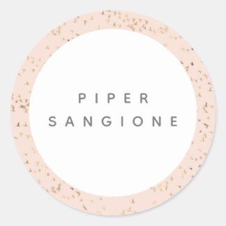 Pegatina Redonda Simple Rubor Pink and Gold Professional Peach