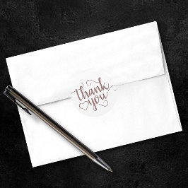 Pegatina Redonda Simple Taupe Script | Gracias Desert Rose