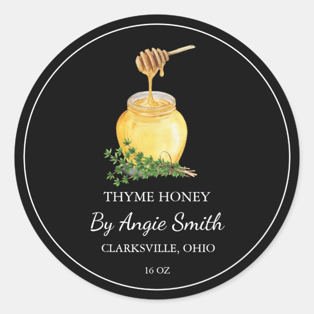 Pegatina Redonda Simple Thyme Infused Honey Label (Anverso)