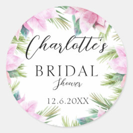 Pegatina Redonda Simple, tropical, floral, Despedida de soltera 