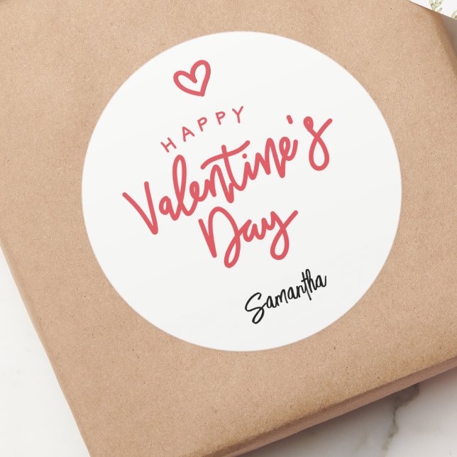 Pegatina Redonda Simple Valentine's Day Favor (Subido por el creador)