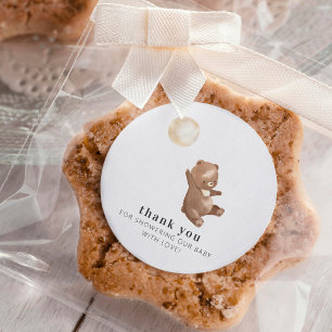 Pegatina Redonda Simple y moderno Bear & Balloon Baby Shower Gracia