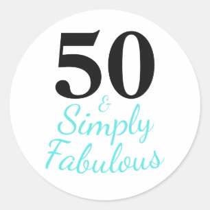 Pegatina Redonda Simplemente 50 y fabuloso cumpleaños 50