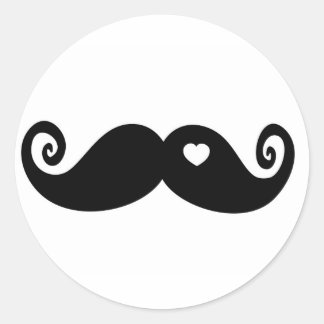 Pegatina Redonda Simplemente me encanta Mustache